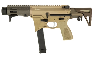 Picture of Maxim Defense Industries MD9 904S, Semi-automatic Rifle, SBR, 9MM, 4.5" Barrel, MLOK Handguard, Anodized Finish, Flat Dark Earth (Arid), BCM Gunfighter Grip, Maxim SCW Stock, ALG Defense Combat Trigger, Radian Raptor Charging Handle, Radian Talon Ambidextrous Safety, 1 Magazine, 33 Rounds MXM-49713