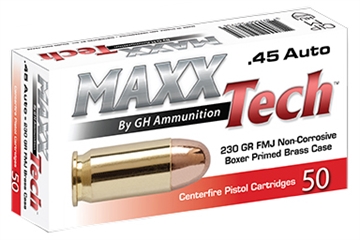 Picture of MaxxTech Brass Pistol 45ACP 230gr Full Metal Jacket 50 Per Box/10 Case PTGB45B