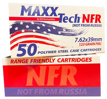 Picture of Maxxtech NFR Steel Case Rifle Ammunition 7.62x39mm 123gr FMJ Boxer Primed 2330 fps 50/ct MTNFR762