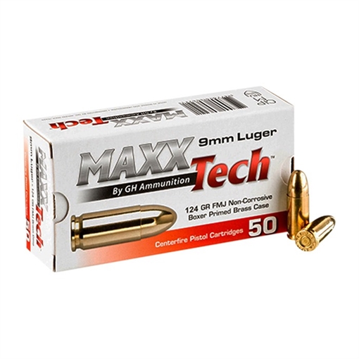 Picture of Maxx Tech 9MM LUGER 124GR FULL METAL JACKET 50/BOX PTGB9124B
