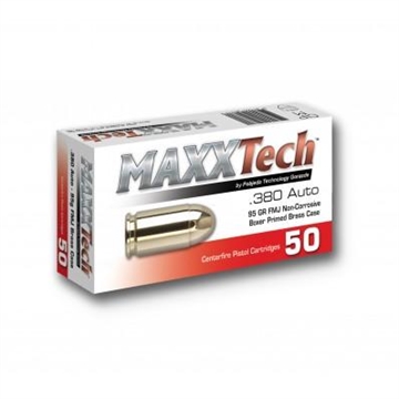 Picture of Maxxtech Brass Case Handgun Ammunition .380 ACP 95 gr FMJ 1000/ct Case PTGB380BC