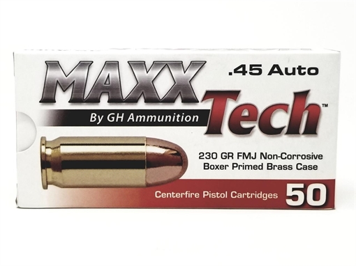 Picture of Maxxtech Brass Casefire Handgun Ammunition .45 ACP 230 gr FMJ 1000/ct PTGB45BC
