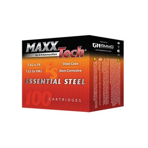 Picture of Maxxtech Essential Steel Case Rifle Ammunition 7.62x39 122gr FMJ 2396 fps 1000/ct (25-40rd boxes) ES076240C