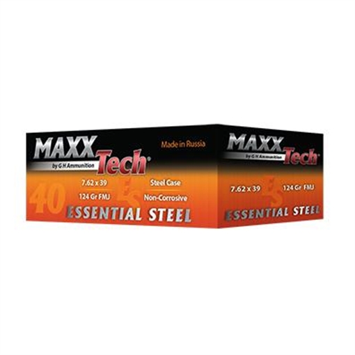Picture of Maxxtech Essential Steel Case Rifle Ammunition 7.62x39 124gr FMJ 1000/ct (25-40rd boxes) ES076209C