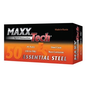 Picture of Maxxtech Essential Steel Handgun Ammunition .45 ACP 230 gr FMJ 850 fps 500/ct Case (10-50rd Boxes) ES452300C