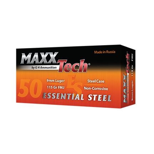 Picture of Maxxtech Essential Steel Handgun Ammunition 9mm Luger 115 gr FMJ 1150 fps 1000/ct Case (20-50rd Boxes) ES919150C