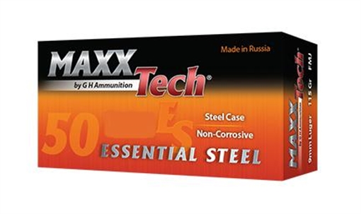 Picture of Maxxtech Essential Steel Handgun Ammunition 9x18 Makarov 92gr FMJ 1000/ct Case (20-50rd Boxes) ES918092C