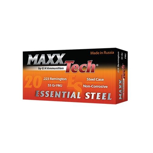 Picture of Maxxtech Essential Steel Rifle Ammunition .223 Rem 55 gr FMJ 3241 fps 1000/ct Case (50-20rd Boxes) ES223550C