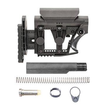 Picture of Luth-AR MBA-3 Stock With Buffer Assembly, Mil-Spec Dia 6-Position Carbine Buffer Tube, .308 Buffer, .308 Buffer Spring, Latch Plate and Lock Ring, Adjustable Length of Pull/Cheek Height/Butt Plate, Fits AR-10, Black MBA-3K308-M