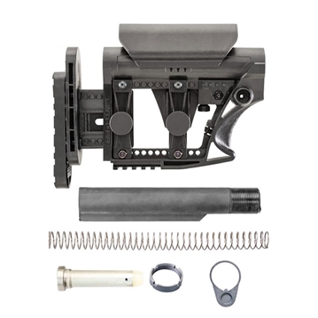 Picture of Luth-AR MBA-3 Stock With Buffer Assembly, Mil-Spec Dia 6-Position Carbine Buffer Tube, .223/5.56 Buffer, Buffer Spring, Latch Plate and Lock Ring, Adjustable Length of Pull/Cheek Height/Butt Plate, Fits AR-15, Black MBA-3K-M