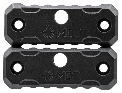 Picture of MDT Exterior Forend Weights, .35lbs Each/.70lbs Total, Nitride Finish, Black, Case Hardened 1018 Steel, Fits M-lok, Includes (2) Individual Weights 107320-BLK 107320BLK