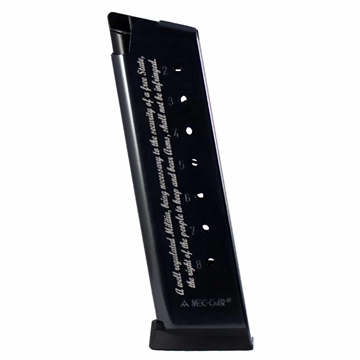 Picture of Mec-Gar Standard 8rd 45 ACP Fits 1911 Government Blued w.2nd Amendment Engraving Carbon Steel MGCG45082A