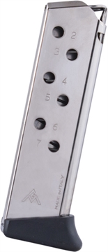Picture of Mec-Gar USA Pistol Magazine, 380ACP, 7 Rounds, Fits PPK/S Pistols, Silver, Steel, Nickel Finish MGWPPKSFRN