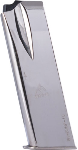 Picture of Mec-Gar USA Pistol Magazine, 9MM, 15 Rounds, Fits Browning Hi-Power Pistols, Steel, Silver, Nickel Finish MGBRHP15N