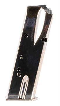 Picture of Mec-Gar Standard 13rd 9mm Luger Fits Browning Hi-Power/Springfield SA-35 Nickel Carbon Steel MGBRHP13N