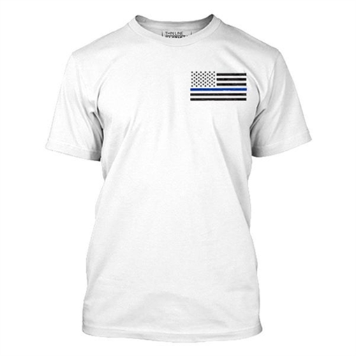 Picture of Thin Blue Line Men's - T-Shirt - Thin Blue Line Flag MEN-TBL-SMALL-LOGO-WHITE-MEDIUM