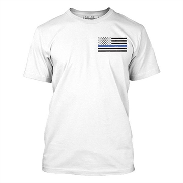 Picture of Thin Blue Line Men's - T-Shirt - Thin Blue Line Flag MEN-TBL-SMALL-LOGO-WHITE-LARGE