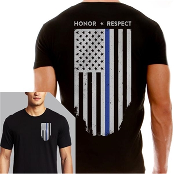 Picture of Thin Blue Line Men's T-Shirt - Thin Blue Line Flag TBL-BLACK-XL