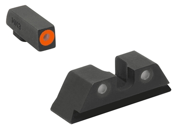 Picture of Meprolight USA Hyper-Bright Sight Set Green Tritium Orange Outline Front Sight-Green Tritium Black Outline Rear Sight Glock 17/17L/19/22 402243137