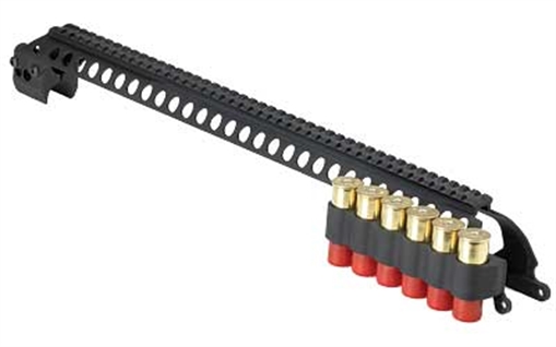 Picture of Mesa Tactical 6-Shell Side Saddle, 12 Gauge, SureShell Saddle with Rail, 20", Remington 870 12 Gauge, Black 92130