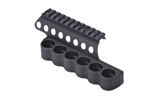 Picture of Mesa Tactical 6-Shell Side Saddle, 12 Gauge, SureShell Saddle with Rail, Fits Mossberg 500, 590, Black 93630