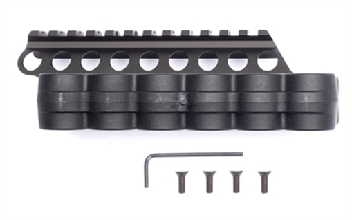 Picture of Mesa Tactical SureShell, 6-Shell Side Saddle with 4 3/4" Rail, Fits Moss 500/590/Mav 88, 12 Gauge, Matte Finish, Black 94880
