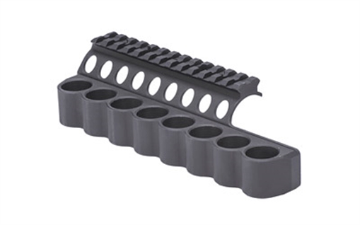 Picture of Mesa Tactical 8-Shell Side Saddle, 12 Gauge, Fits Benelli M4, SureShell Saddle Mount w/ Rail, Black Finish 90890