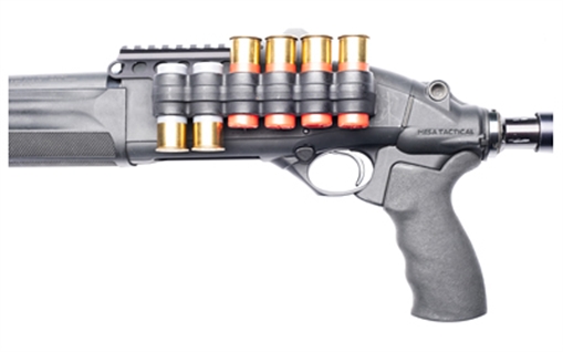 Picture of Mesa Tactical SureShell, 6-Shell Side Saddle with 3 1/4" Rail, Fits Beretta 1301 12 Gauge, Polymer, Matte Finish, Black 94320