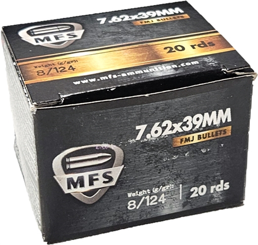 Picture of MFS AMMUNITION 7.62X39 124GR FMJ 20RD 50BX/CS MFS76239