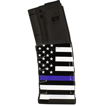 Picture of Mission First Tactical Extreme Duty 30rd 223 Rem/5.56x45mm Fits AR-15/M4 Black w/Blue Line American Flag Polymer EXDPM556AMB1