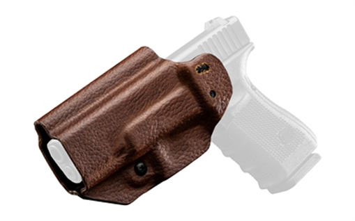 Picture of Mission First Tactical Hybrid Holster, Inside Waistband Holster, Ambidextrous, Fits Glock 19/23/45, Kydex with Leather Shell, Includes 1.5" Belt Attachment, Brown H3-GL-1-BR1