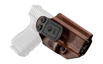Picture of Mission First Tactical Hybrid Holster, Inside Waistband Holster, Ambidextrous, Fits Glock 19/23/45, Kydex with Leather Shell, Includes 1.5" Belt Attachment, Brown H3-GL-1-BR1