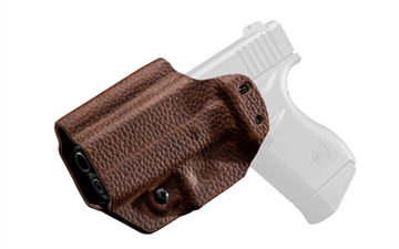 Picture of Mission First Tactical Hybrid Holster, Inside Waistband Holster, Ambidextrous, Fits Glock 43/43X, Kydex with Leather Shell, Includes 1.5" Belt Attachment, Brown H3-GL-3-BR1
