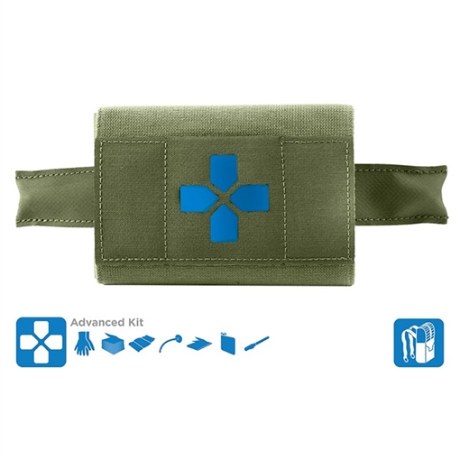 Picture of Blue Force Gear Micro Trauma Kit NOW! MOLLE Mounted Helium Whisper Advanced Supplies OD Green HW-TKN-MTKN-ADV-OD