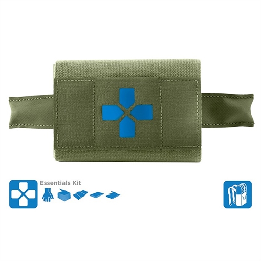 Picture of Blue Force Gear Micro Trauma Kit NOW! MOLLE Mounted Helium Whisper Essentials Supplies OD Green HW-TKN-MTKN-ESS-OD