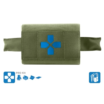 Picture of Blue Force Gear Micro Trauma Kit NOW! MOLLE Mounted Helium Whisper Pro Supplies OD Green HW-TKN-MTKN-PRO-OD