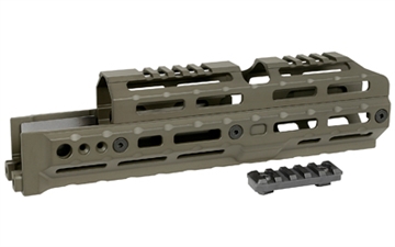 Picture of Midwest Industries ALPHA Series, 10" M-LOK Handguard, Fits AK-47 & AK-74 Stamped Receiver Variants, Anodized Finish, Olive Drab Green. MI-AK-ALPHA-10.0-ODG