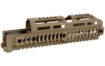 Picture of Midwest Industries Alpha Quad Rail, Picatinny Handguard, Fits AK Style Firearms, 10", Anodized Finish, Flat Dark Earth MI-AK-ALPHA-QR-10-FDE AKALPHAQR10FDE