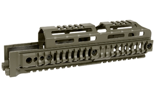 Picture of Midwest Industries Alpha Quad Rail, Picatinny Handguard, Fits AK Style Firearms, 10", Anodized Finish, Olive Drab Green MI-AK-ALPHA-QR-10-ODG AKALPHAQR10ODG