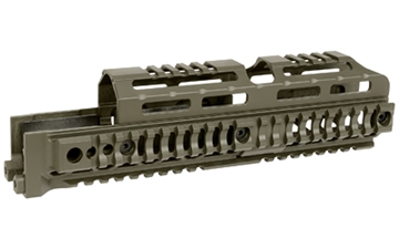Picture of Midwest Industries Alpha Quad Rail, Picatinny Handguard, Fits AK Style Firearms, 10", Anodized Finish, Olive Drab Green MI-AK-ALPHA-QR-10-ODG AKALPHAQR10ODG