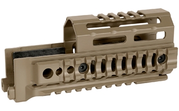 Picture of Midwest Industries Alpha Quad Rail, Picatinny Handguard, Fits AK Style Firearms, 6", Anodized Finish, Flat Dark Earth MI-AK-ALPHA-QR-6-FDE AKALPHAQR6FDE