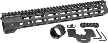 Picture of Midwest Industries Combat Rail, Handguard, 13.375" Length, M-LOK, Includes 5-Slot Polymer Rail Section, Barrel Nut and Wrench, Fits AR-15, Black Anodized Finish MI-CRM13.375
