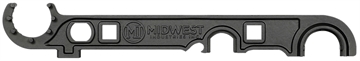 Picture of Midwest Industries Armorer's Wrench, Fits AR-15 Rifles, Bottle Opener, 3/4" Wrench For A2 Muzzle Devices, Castle Nut Driver With 3 Notch Engagement, Small Hammer Head, Torque Specs Features On Wrench Handle, Constructed From 4140 Heat Treated Steel, Black Finish MI-ARAW MIARAW