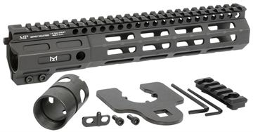 Picture of Midwest Industries Night Fighter 10.50" M-LOK Black Hardcoat Anodized Aluminum Includes Barrel Wrench, Nut, & 5 Slot Rail MINF105
