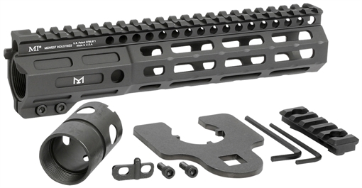 Picture of Midwest Industries Night Fighter 9.25" M-LOK Black Hardcoat Anodized Aluminum Includes Barrel Wrench, Nut, & 5 Slot Rail MINF925