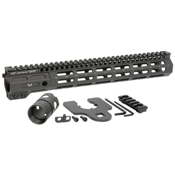 Picture of Midwest Industries Night Fighter 13.50" M-LOK Black Hardcoat Anodized Aluminum Includes Barrel Wrench, Nut, & 5 Slot Rail MINF135