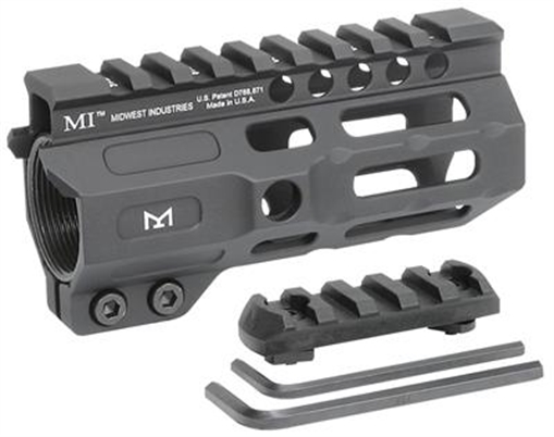 Picture of Midwest Industries Combat Rail, Handguard, 4.5" Length, M-LOK, Includes 5-Slot Polymer Rail Section, Barrel Nut and Wrench, Fits AR-15, Black Anodized Finish MI-CRM4.5 MICRM45