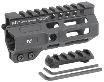 Picture of Midwest Industries Combat Rail, Handguard, 4.5" Length, M-LOK, Includes 5-Slot Polymer Rail Section, Barrel Nut and Wrench, Fits AR-15, Black Anodized Finish MI-CRM4.5 MICRM45