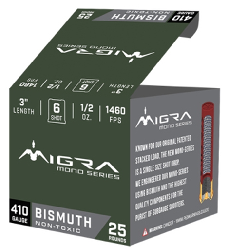 Picture of MIGRA AMMUNITION BISMUTH MONO 410GA 3 11/16OZ #6 25/10 M410B6