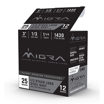 Picture of Migra Ammunitions Migra Staxd Shotgun Ammo 12 ga. 3 in. 1.25 oz. 1-3 Shot 25 rd. M-12S1-3 M12S13